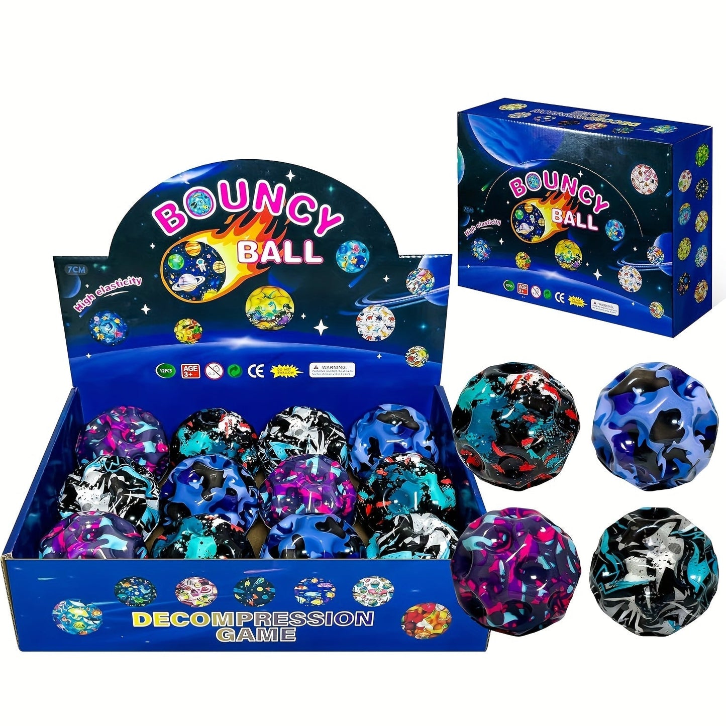 High Bounce Balls 12-Pack – Super Bouncy Faux Leather Mixed Color Bouncy Balls, Extreme High Bouncing Ball Set for Kids