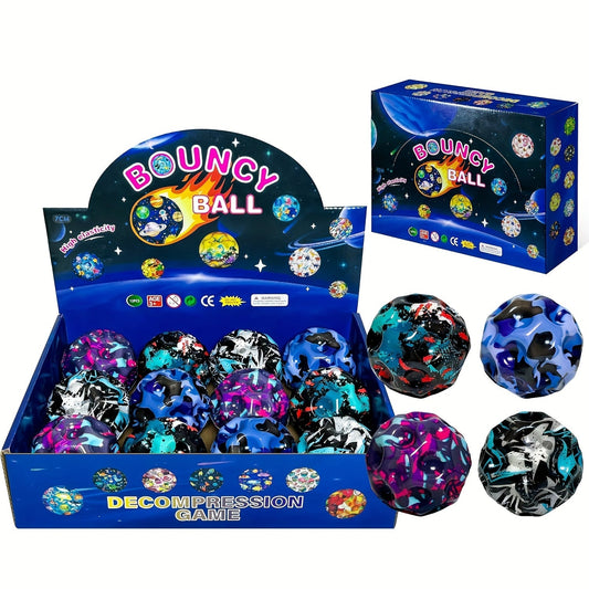 High Bounce Balls 12-Pack – Super Bouncy Faux Leather Mixed Color Bouncy Balls, Extreme High Bouncing Ball Set for Kids