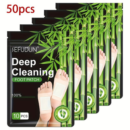 Foot Detox Patches Bamboo Charcoal & Ginger 50pcs 5 Bags – Deep Cleansing Overnight Foot Pads for Toxin Removal
