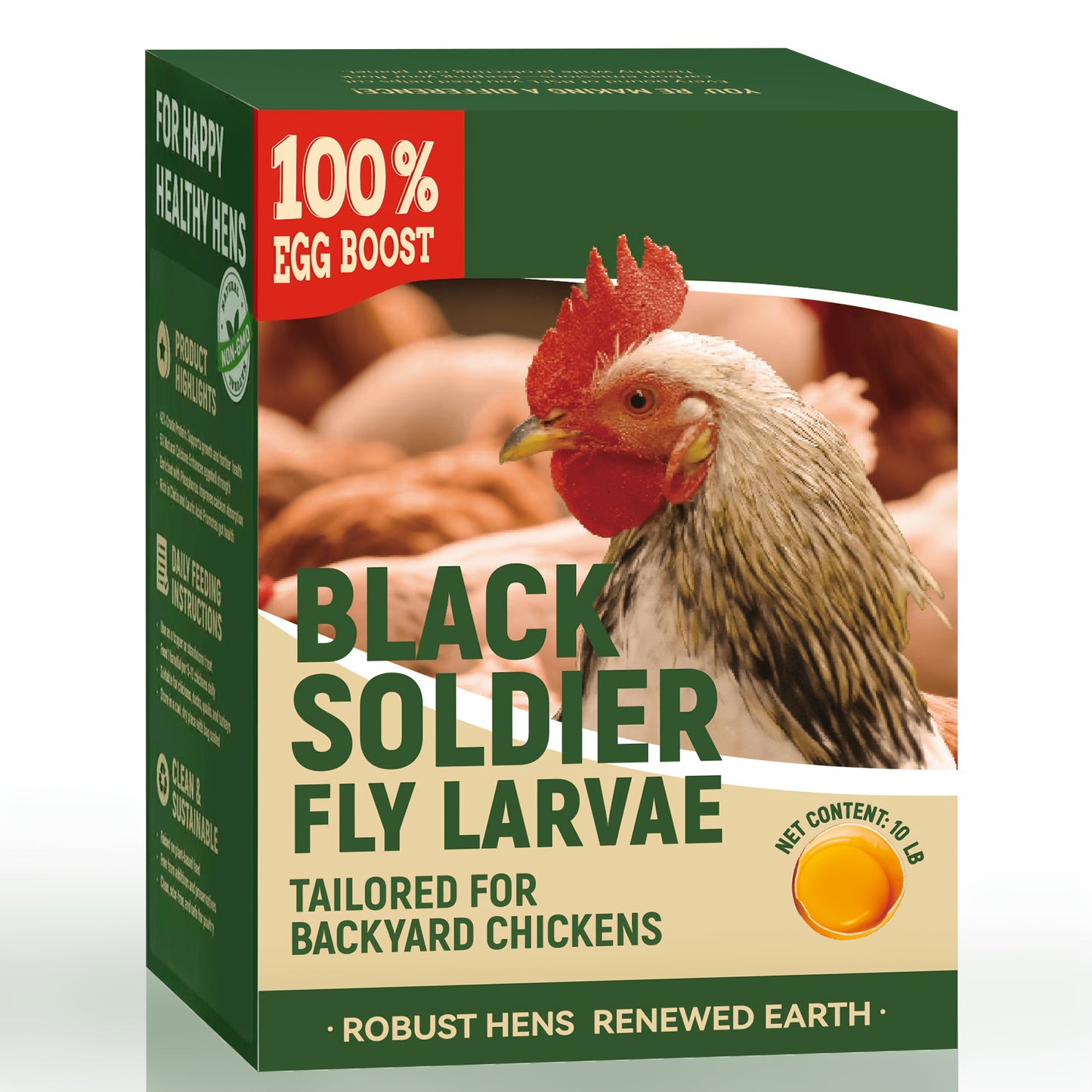 Dried Black Soldier Fly Larvae for Chickens – High Protein BSF Larvae Treats with Calcium for Laying Hens Ducks Quail Birds Reptiles Non-GMO