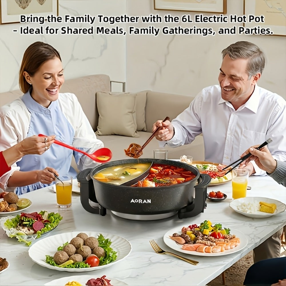 Mandarin Duck Hot Pot Electric, Large Non-Stick Divided Hot Pot for Steaming, Boiling, Frying & Stewing