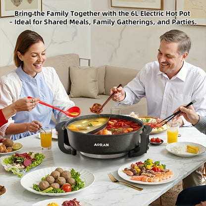 Mandarin Duck Hot Pot Electric, Large Non-Stick Divided Hot Pot for Steaming, Boiling, Frying & Stewing