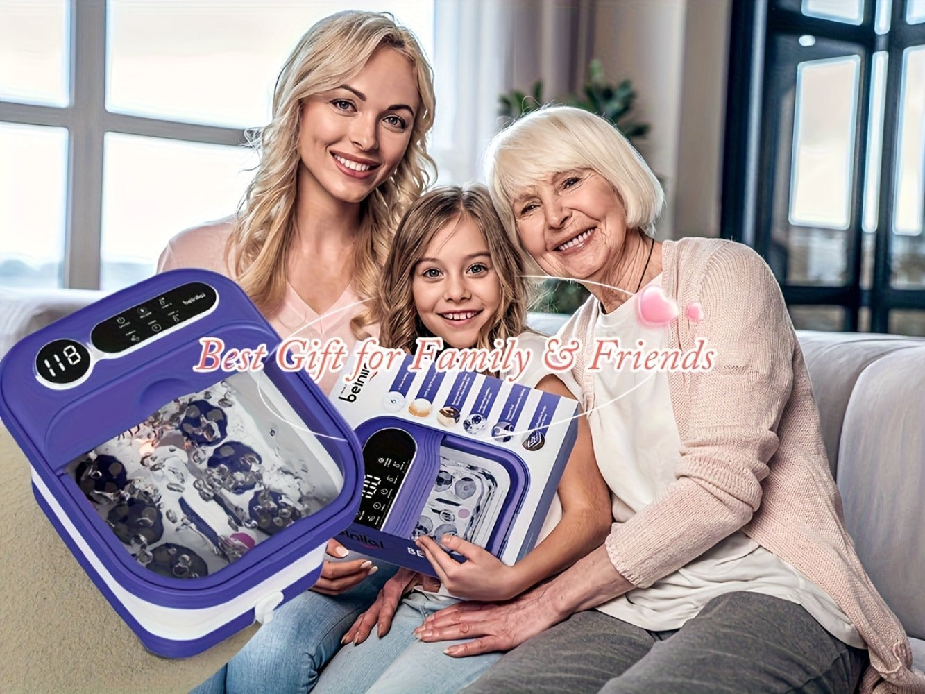 Foot Spa Bath Massager with Heat and Bubbles, Foldable Electric Foot Soak Tub with Heating, Bubble Massage