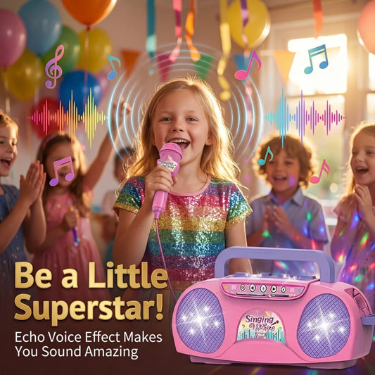 Kids Light-Up Singing Machine Toy with Microphone, All-in-One Music Toy for Boys & Girls Ages 3-7