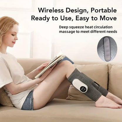 Air Compression Leg Massager, Cordless Calf & Foot Massager with 3 Intensity Levels for Legs, Thighs