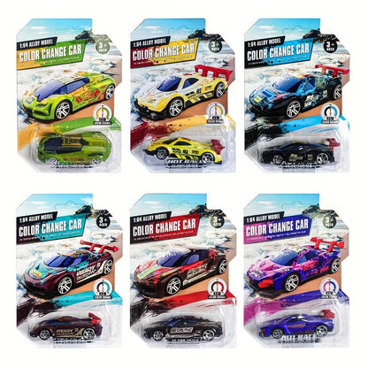 Six-Piece Temperature-Responsive Color-Changing Die-Cast Toy Car Set with Assorted Vehicle Styles
