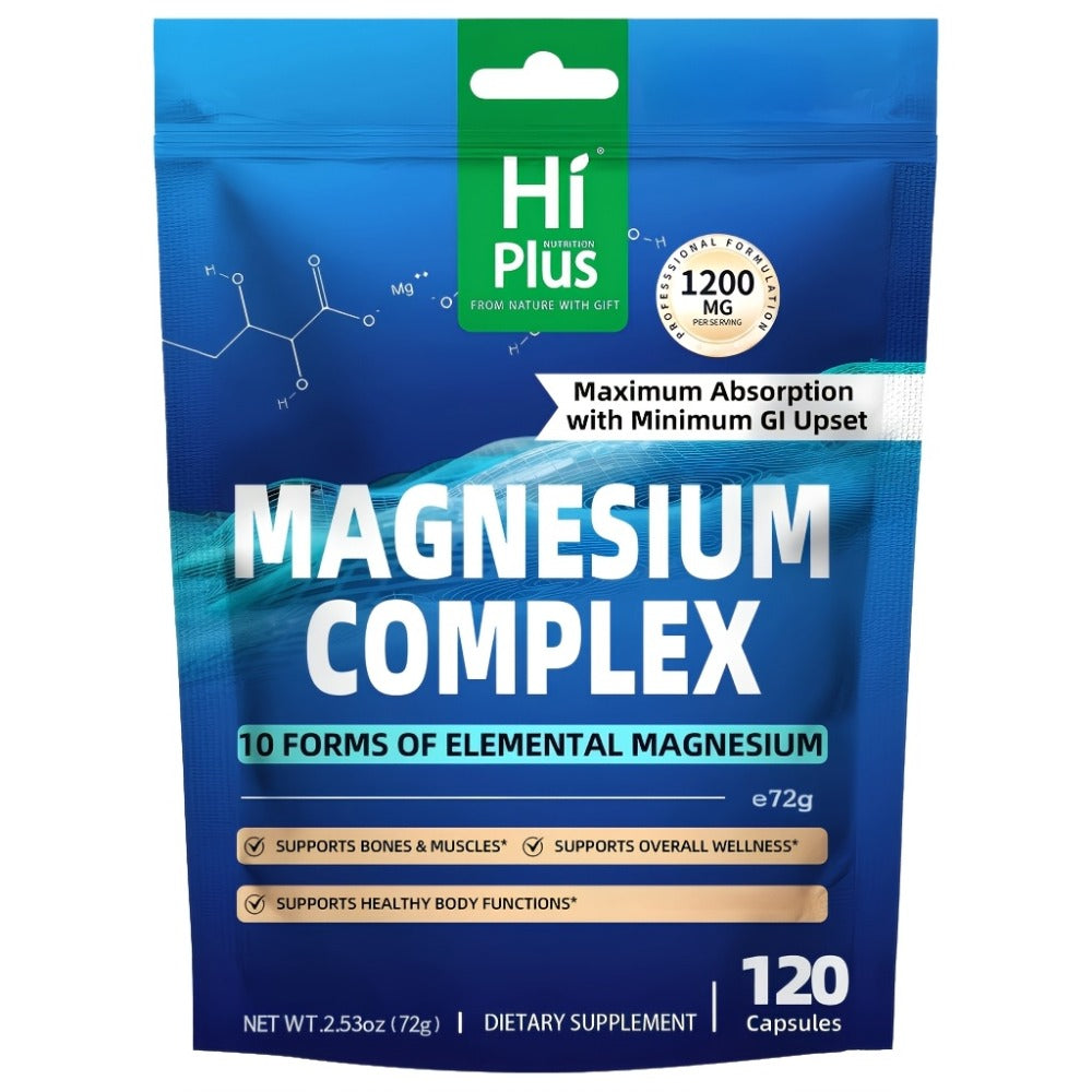 Magnesium Glycinate Complex 1200mg 10-in-1 Full Spectrum Vegan Capsules for Deep Sleep Calm Anxiety Heart Bone & Nerve Health