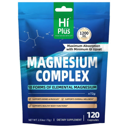 Magnesium Glycinate Complex 1200mg 10-in-1 Full Spectrum Vegan Capsules for Deep Sleep Calm Anxiety Heart Bone & Nerve Health