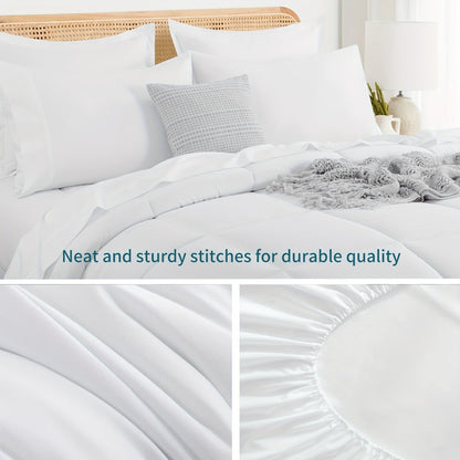 7 Piece Comforter Set Luxury Soft Fluffy Bedding All Season Bed in a Bag with Comforter Fitted Sheet Flat Sheet Pillowcases Hypoallergenic