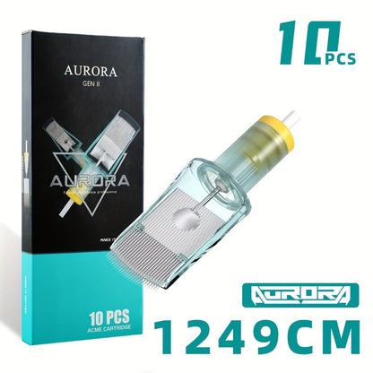 Tattoo Cartridge Needles with Aurora II Label, 10-Pack Curved Magnum Choices from 1229CM to 1249CM