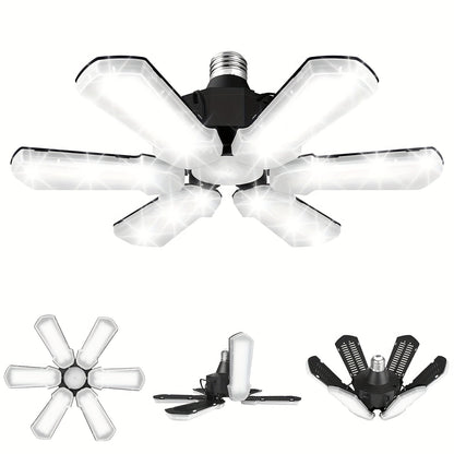 LED Garage Lights 25000LM Deformable, 250W Equivalent E26/E27 Screw-In Ceiling Shop Light with 6+1 / 8+1 Adjustable Panels for Garage