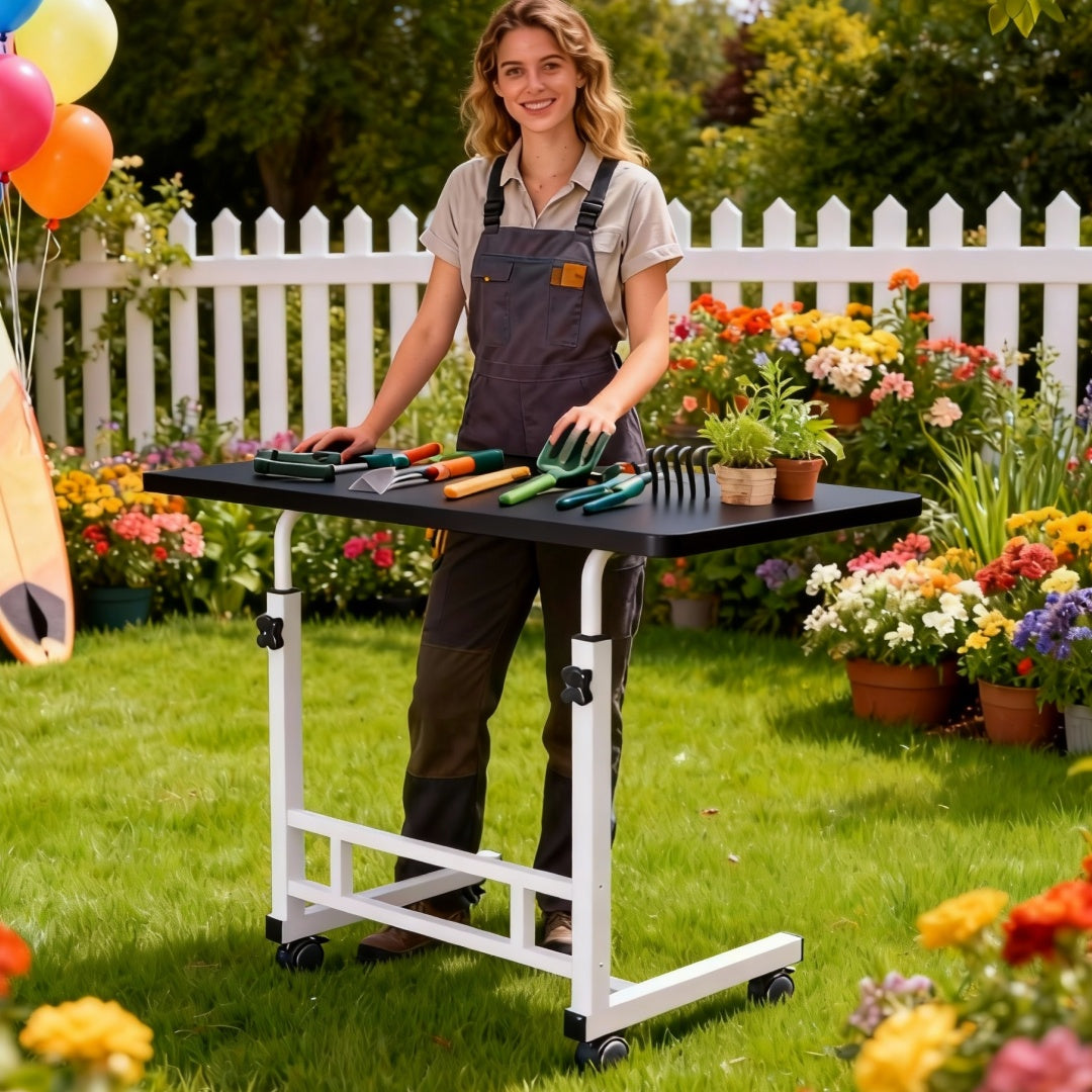 Garden Workbench, Adjustable Metal Potting Table Patio Outdoor Indoor for Garden, Patio and Yard Use