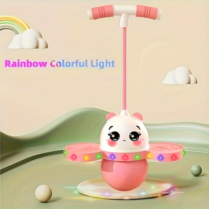 LED Light Up Bouncing Ball for Kids, Colorful Illuminated Balance Toy for Indoor & Outdoor Play, Fun Pink & Interesting Black