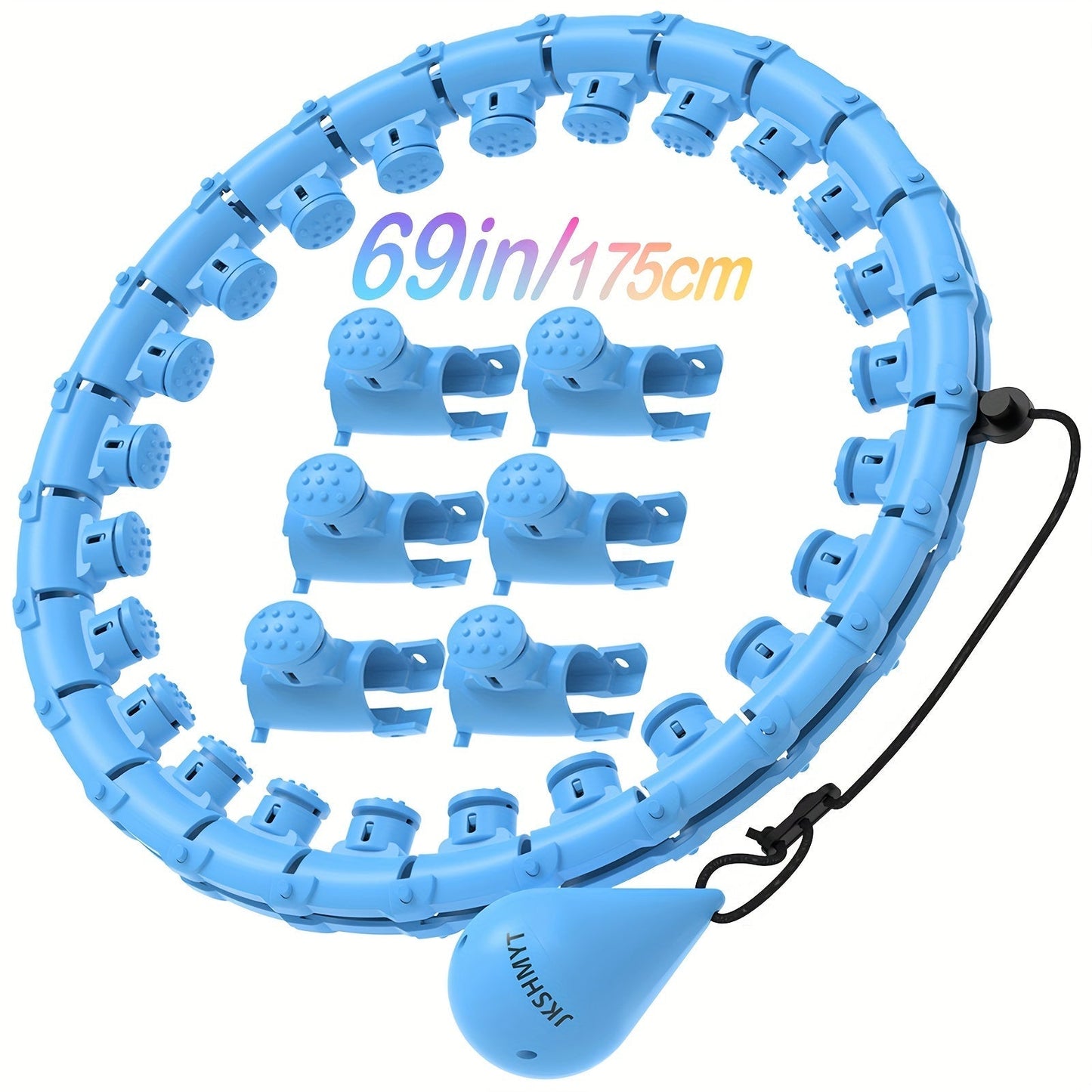 Weighted Hula Hoop Exercise Ring 69" – Smart Pilates Circle with 30 Detachable Knots, Plus Size Adjustable Fitness Hoop for Adults
