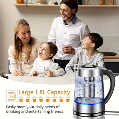 1.8L Glass Tea Kettle with 900W Heating, Adjustable Temperature Control, Infuser and 24-Hour Keep Warm