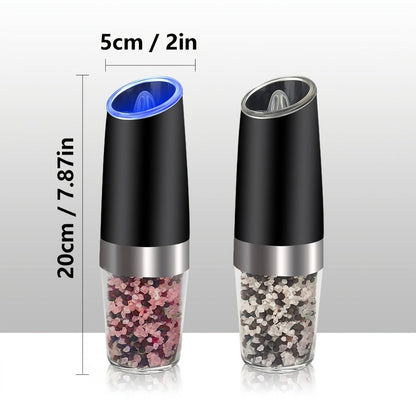 2pcs USB Rechargeable Electric Salt and Pepper Grinder Set with LED Light & Adjustable Coarseness