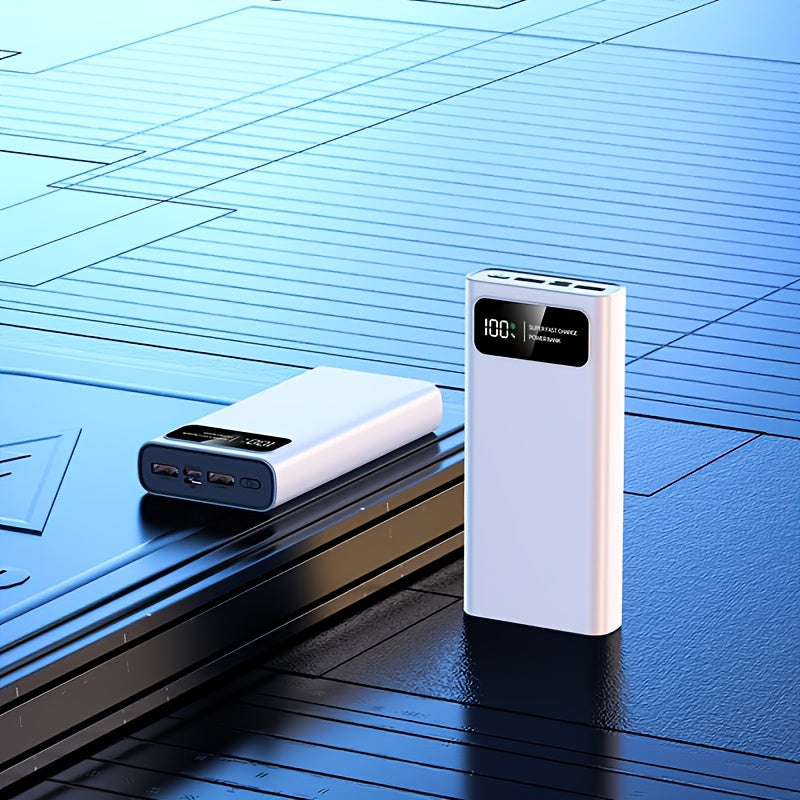 Power Bank 30000mAh 22.5W with Two-Way Charging, Dual USB, USB-C and Digital Display in White