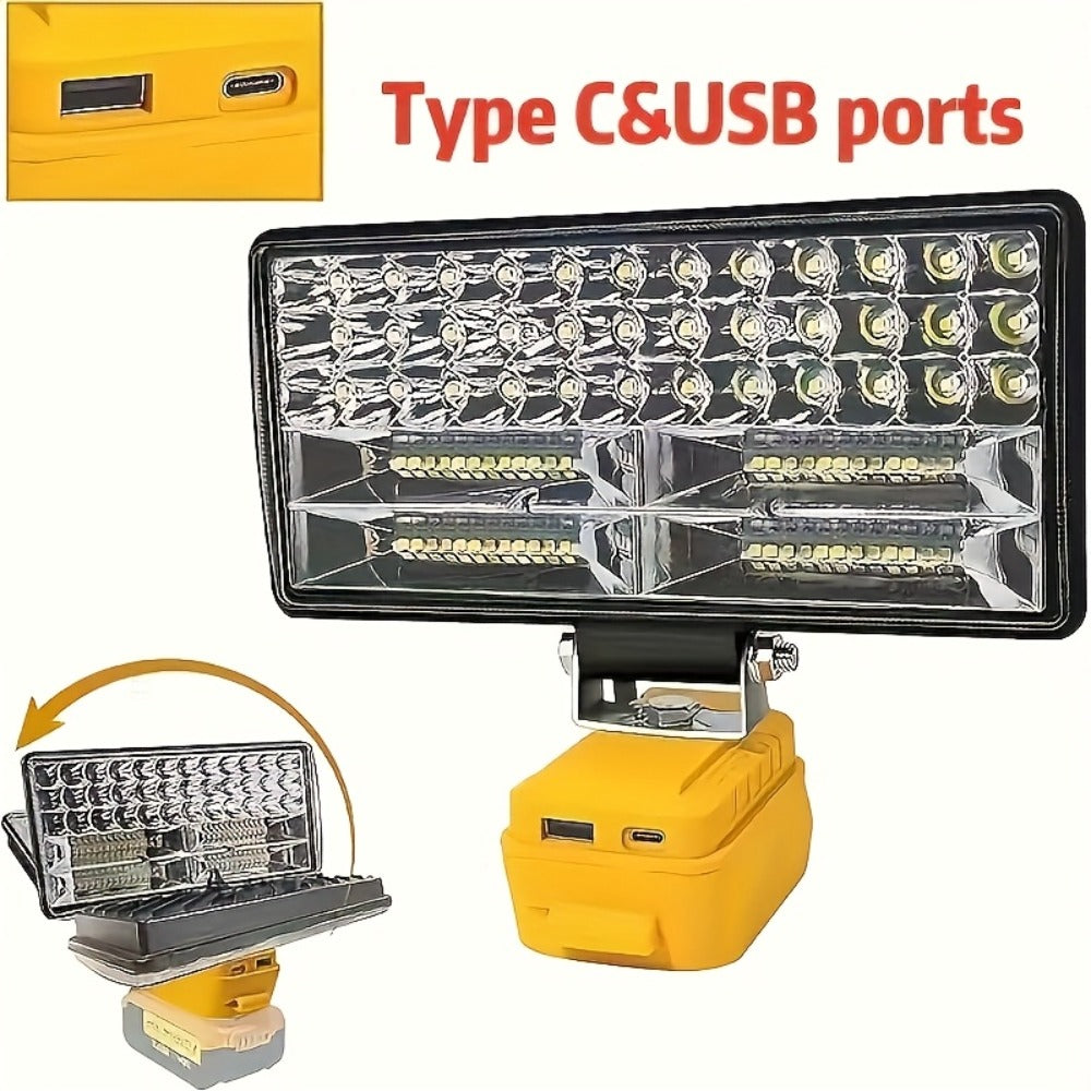 LED Work Light Compatible with DeWalt 20V Battery - 18W/84W Adjustable Floodlight for Entryways, Bedrooms and Living Spaces