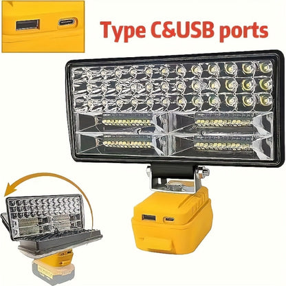 LED Work Light Compatible with DeWalt 20V Battery - 18W/84W Adjustable Floodlight for Entryways, Bedrooms and Living Spaces