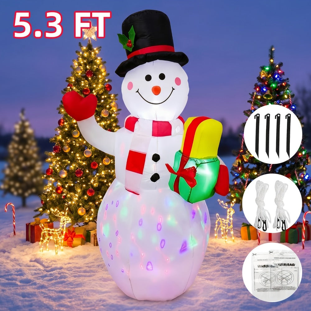 Christmas Inflatable Decoration with LED & Music, Head-Shaking Santa Claus on Polar Bear or Snowman