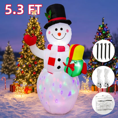 Christmas Inflatable Decoration with LED & Music, Head-Shaking Santa Claus on Polar Bear or Snowman