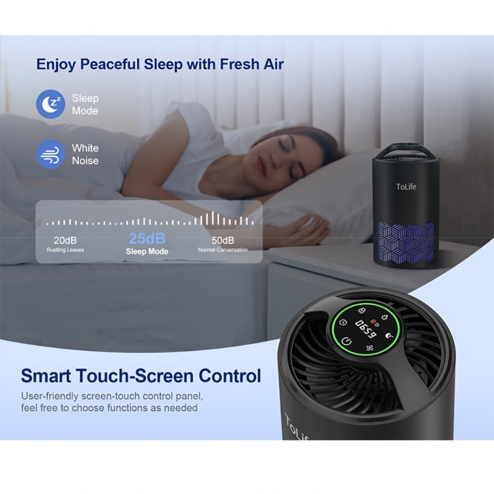 Air Purifier with H13 True HEPA Filter, 25dB Mode, Scent Diffuser and Black or White Finish