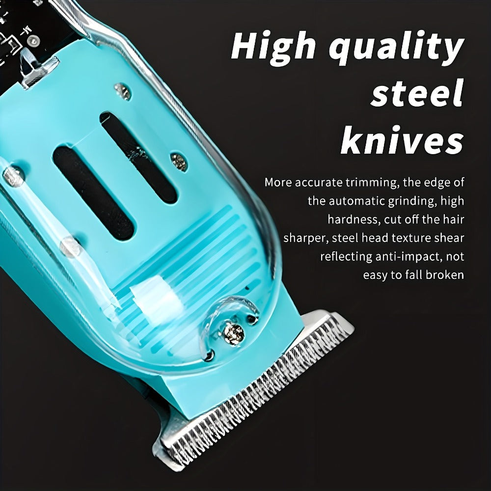 LED Hair Clipper for Men – USB-C Rechargeable Cordless Beard Trimmer with LED Display & 4 Guide Combs, Barber-Grade Home Haircut Kit