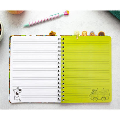 Scooby-Doo Spiral Notebook for Kids Mystery Machine 5-Tab Journal 75 Lined Pages Character Bookmark Tabs
