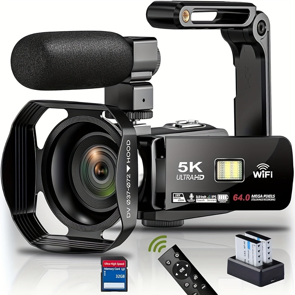 5K Vlogging Camera Camcorder 64MP WiFi for YouTube with IR Night Vision 18X Zoom 3 Inch Touch for an Everyday Personal Care Routine