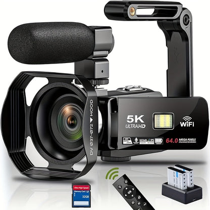 5K Vlogging Camera Camcorder 64MP WiFi for YouTube with IR Night Vision 18X Zoom 3 Inch Touch for an Everyday Personal Care Routine