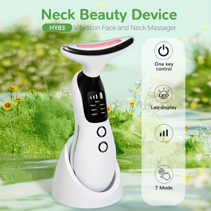 7-in-1 Neck Beauty Device with Base – Multi-Functional Skincare Tool, USB Rechargeable, Anti-Aging Neck Firming & Lifting