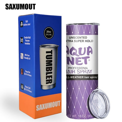 Insulated Tumbler Drinkware by SAXUMOUT, 20oz Stainless Steel Cup with Lid, Straw and Purple Retro Graphic