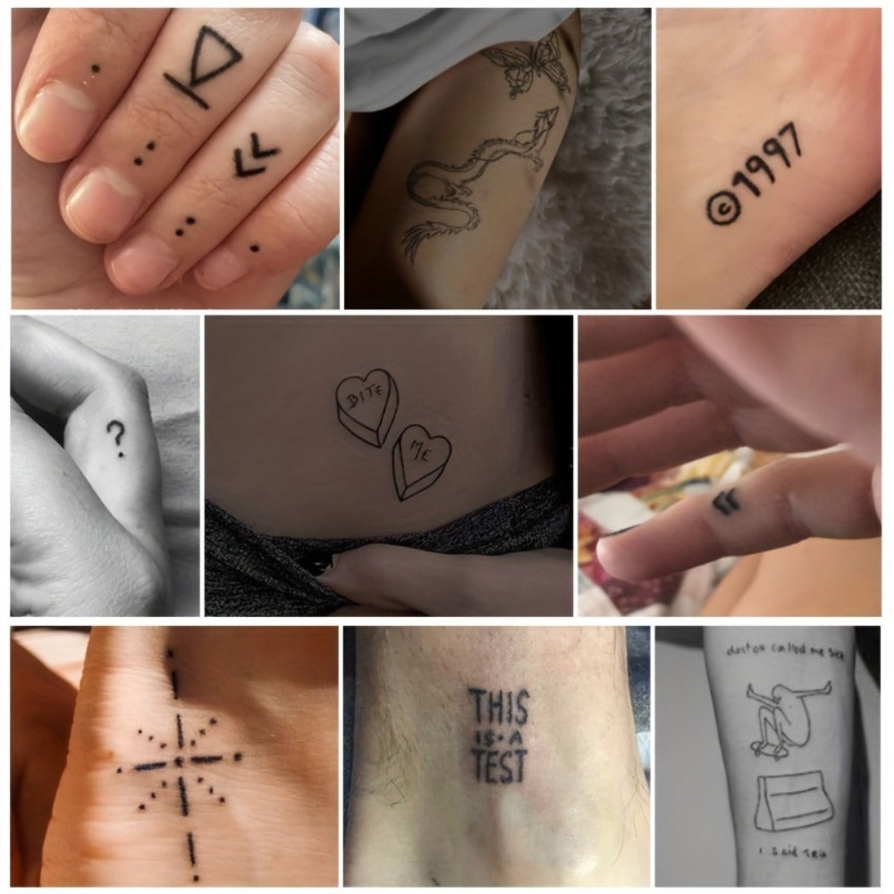 Stick and Poke Tattoo Kit - DIY Manual Tattoo Pen Hand Tool Set with 7 Color Inks, Needles