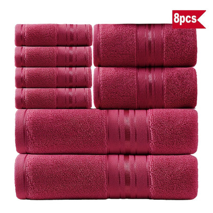 Striped Bath Towels, Towel Set 8 Piece 550GSM Pure Cotton Vintage Striped Bath, Hand Towels and Washcloths for Home and Guest Use