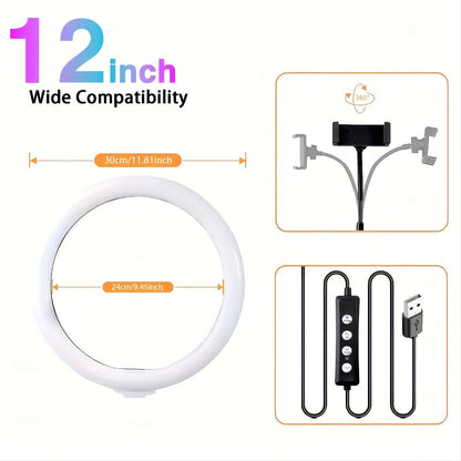 Selfie Ring Light Desk 12 Inch with Phone Holder 360 Rotating Pan Head Desk Tripod 17 RGB for an Everyday Personal Care Routine