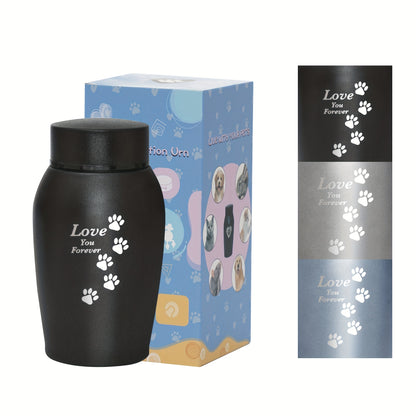 Pet Cremation Urn Stainless Steel Paw Print with Love You Forever Inscription, Secure Seal Large Ash Keepsake Box for Dogs Cats Up to 50lbs