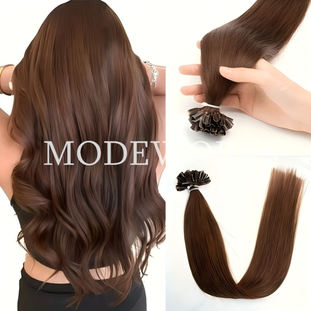 Remy Human Hair U Tip Keratin Extensions Straight Seamless Invisible Nail Tip Bond 50 Strands 12 14 16 18 20 Inch Natural Black Jet Black