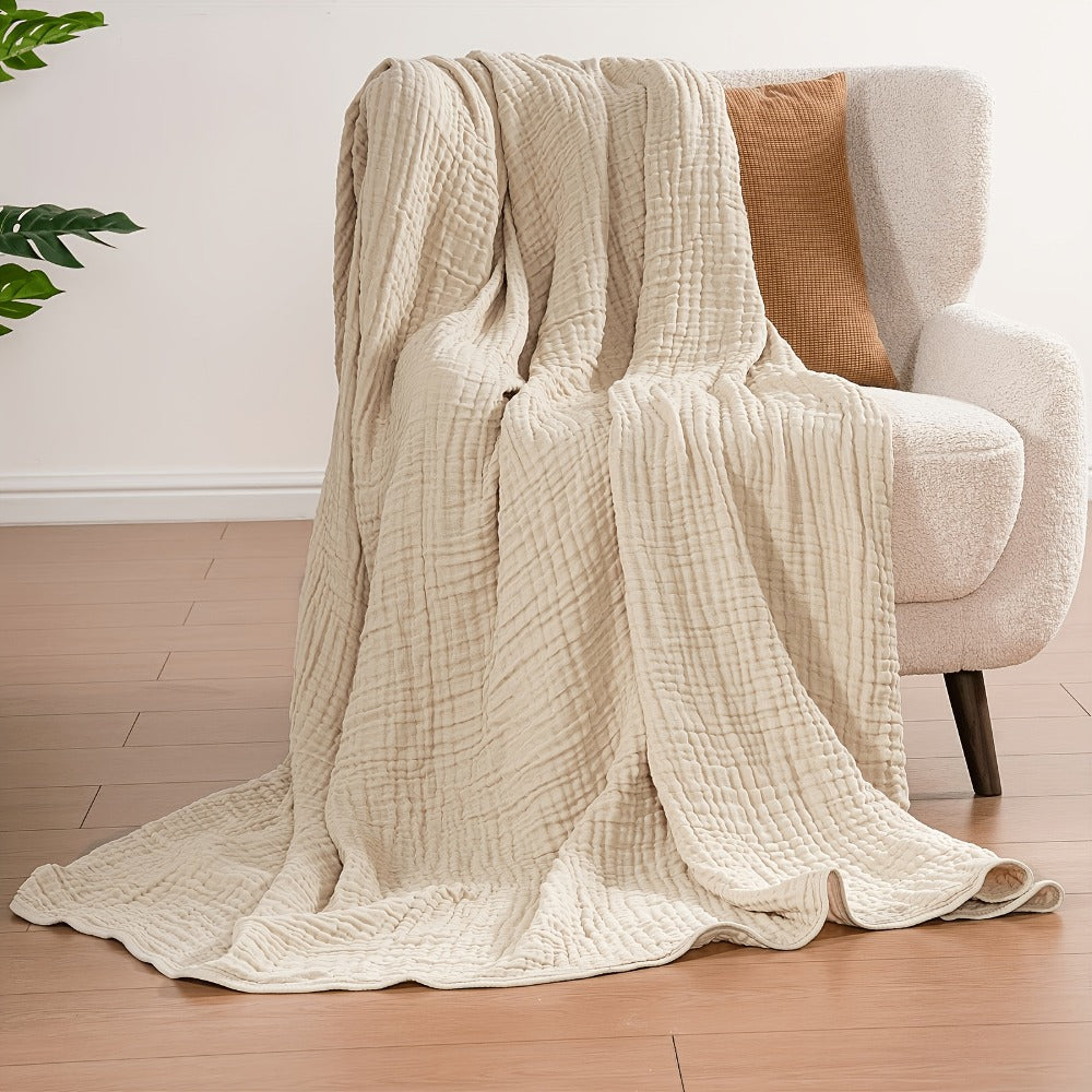 Morandi Cotton Muslin Blanket 6-Layer, Gauze Throw for Couch & Bed, Breathable All Season, 6 Colors