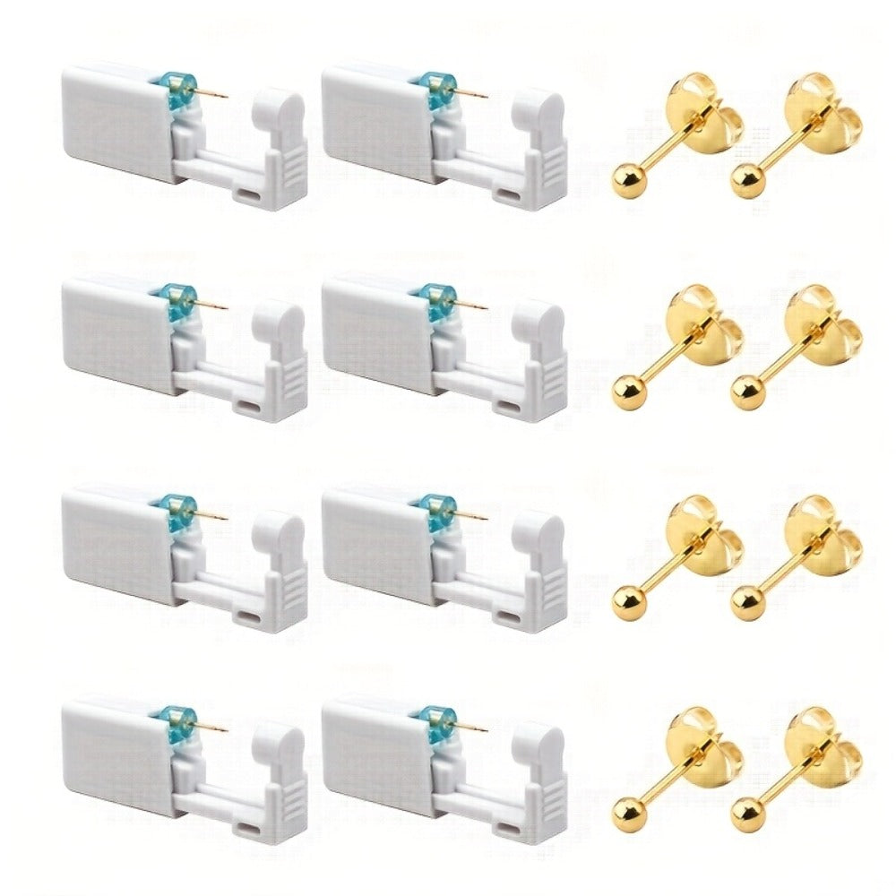 Ear Piercing Kit, 8 PCS Disposable Self Piercing Gun with 316 Stainless Steel Earrings for Entryways, Bedrooms and Living Spaces