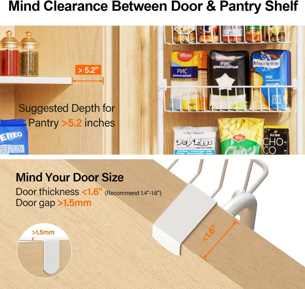 Over-the-Door Metal Organizer Rack 6 & 8 Tier – Pantry Storage, Spice Rack, Kitchen Cabinet Organizer, Holds Up to 80 Lbs