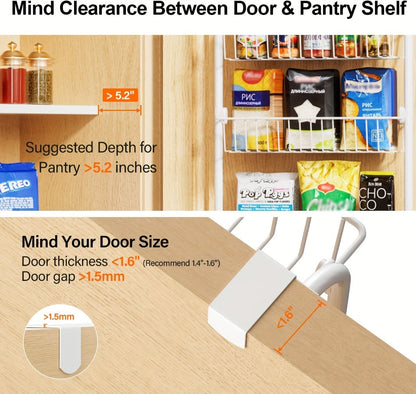 Over-the-Door Metal Organizer Rack 6 & 8 Tier – Pantry Storage, Spice Rack, Kitchen Cabinet Organizer, Holds Up to 80 Lbs
