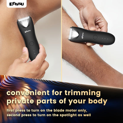 Electric Body Hair Trimmer for Men and Women with Replaceable Ceramic Blade in Blue or Black