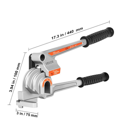 Pipe Tube Bender 3-in-1 Lever Type, Fits 1/4" 3/8" 1/2" O.D. Tubes, 0-180° Bending for Entryways, Bedrooms and Living Spaces