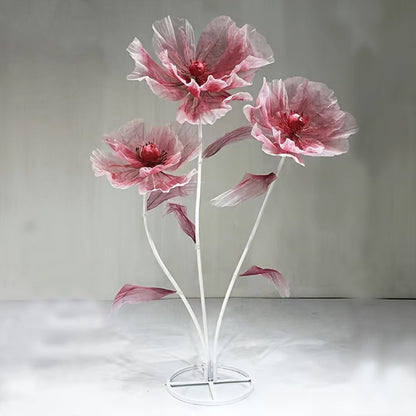 Artificial Flowers Giant Three-Piece Silk Mesh Display Set with Base, Branches and Eight Color Options