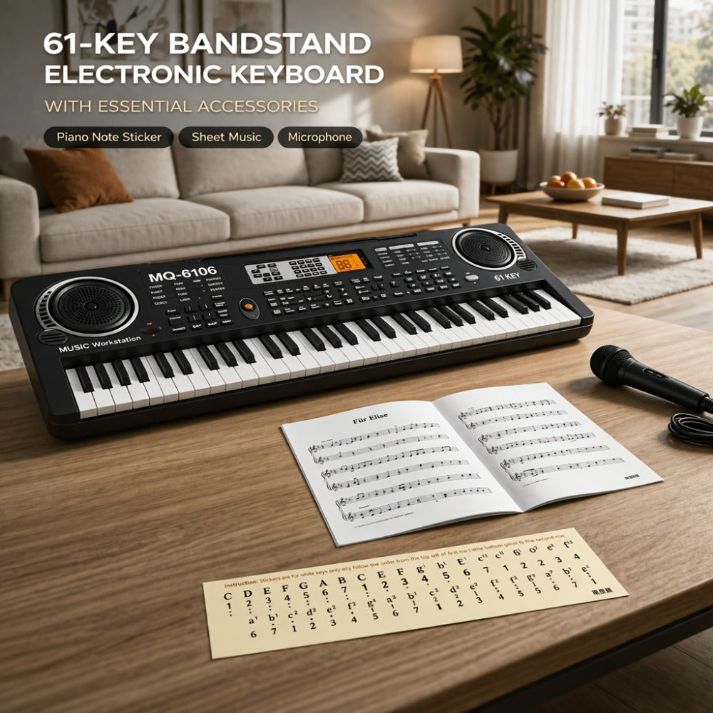 61-Key Keyboard Accessory Kit with Microphone, Sheet Music and Key Stickers detail image - detail view 3