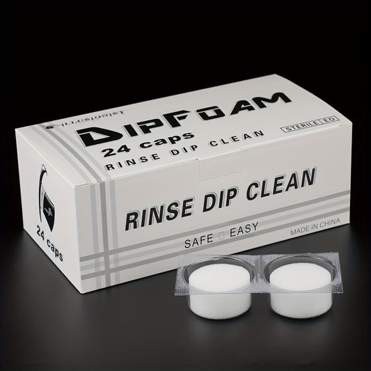 Tattoo Needle Dip Clean Cups 24pcs Foam Liner, Odorless Non-Electric Safe Cleaning for Cartridge & Traditional Needles
