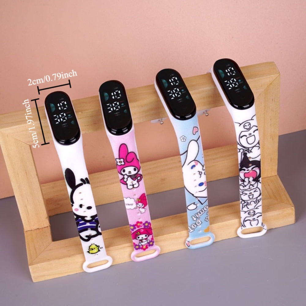 Sanrio Kids Watch Set 10 Pack, Cinnamoroll Kuromi My Melody Pochacco Mixed Colors, Cute Fashion Watches for Girls