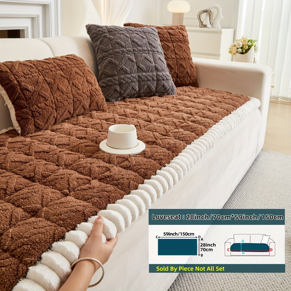 Sofa Cover Bohemian Quilted Shu Velveteen Panels with Ruffles and Design in Five Colors with Model-Specific Size and Color Options