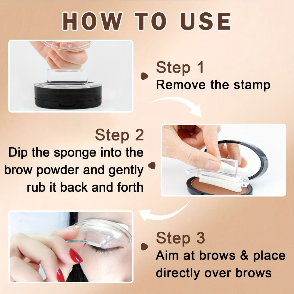 Waterproof Eyebrow Stamp Powder Kit Natural Arched Brow Shaping Long-Lasting Makeup for Women – Beginner Friendly Works on Dry & Oily Skin
