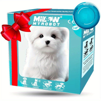 Simulation Puppy Robot Electric Interactive Dog Toy, Auto Walking, Barking & Tail Wagging, Plush Biomimetic Pet with Dog Bone Accessory
